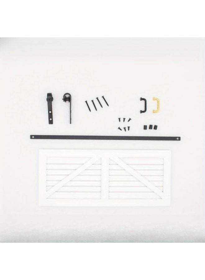 باب حظيرة خشبي مصغر لأثاث بيت الدمى نموذج DIY مع لمسات سوداء ولون خشبي - Image 5